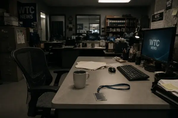 Empty newsroom desk